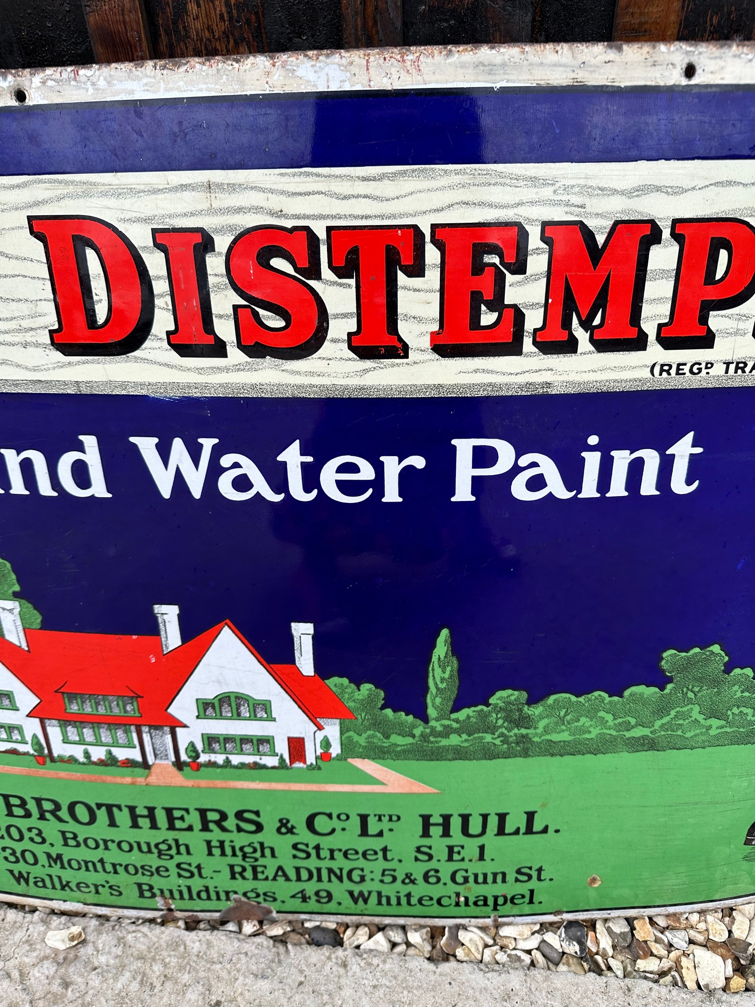 A Hall's Distemper enamel advertising sign depicting two decorators carrying paint and a plank, by - Image 5 of 6