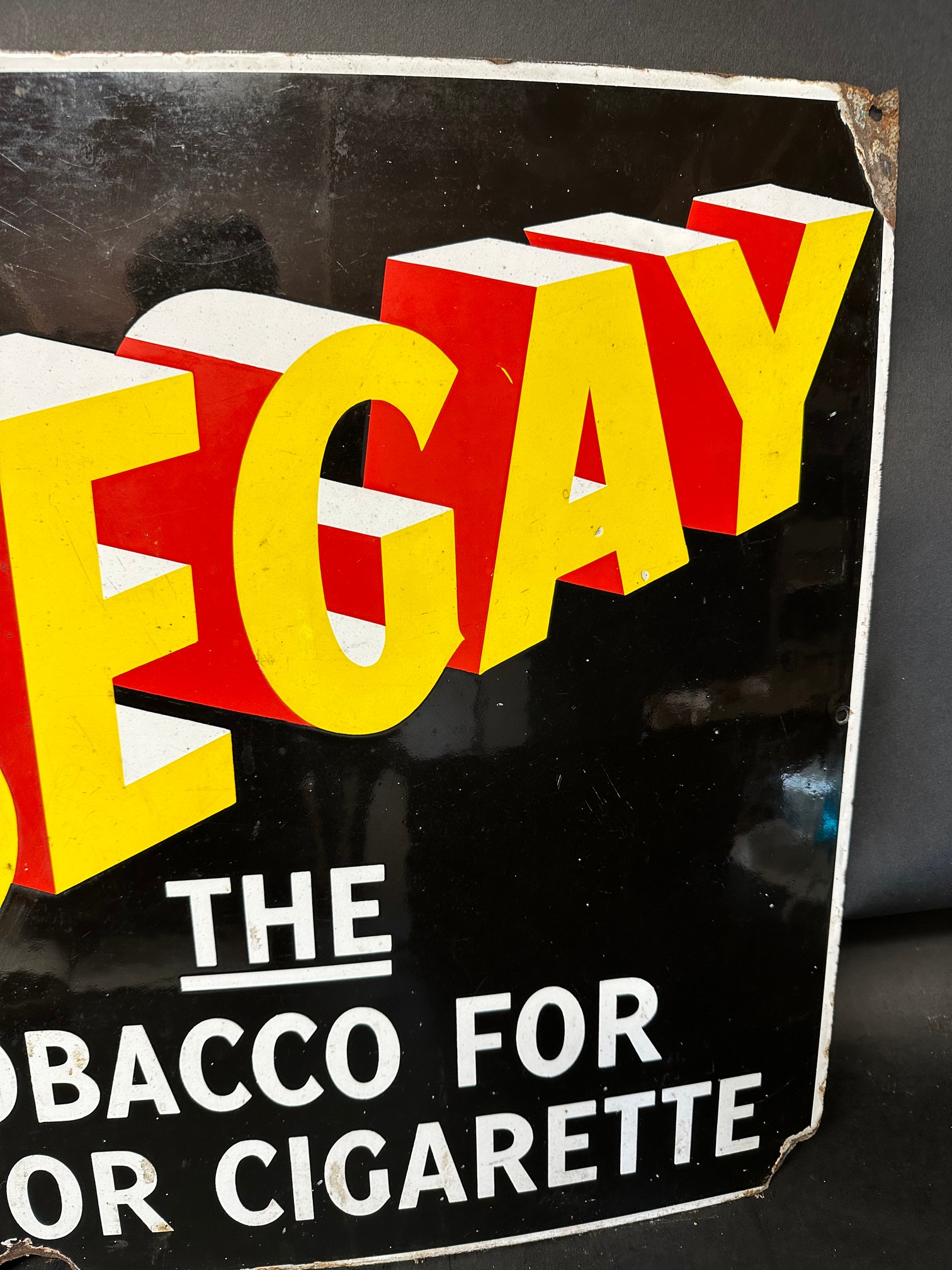 A 'Smoke Nosegay the Tobacco for Pipe or Cigarette' graphic enamel advertising sign, 30 x 20". - Bild 5 aus 5