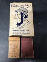 An Owbridge's Lung Tonic playful advert along with two flick books, one advertising Wright's Coal