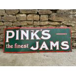 A rare and large Pink's Jams enamel advertising sign, 58 1/4 x 21".