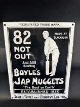 A Boyle's Jap Nuggets double sided enamel advertising sign, front professionally restored to