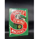 A Singer Sewing Machines small enamel advertising sign, extensive restoration, 7 1/2 x 11".