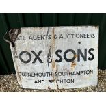 A Fox & Sons Estate Agents & Auctioneers of Bournemouth, Southampton and Brighton enamel advertising