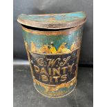 A C.W.S. Dainty Bits large counter top display dispensing advertising toffee tin, 14 1/2" tall.