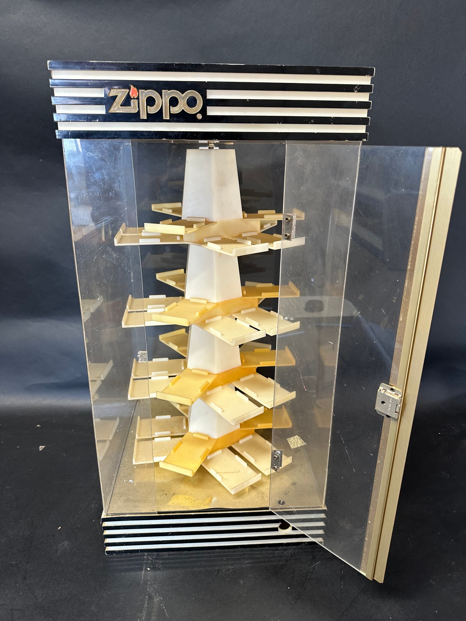 A Zippo (lighters) shop counter display cabinet, rear door and central rotating column, made by - Image 2 of 3