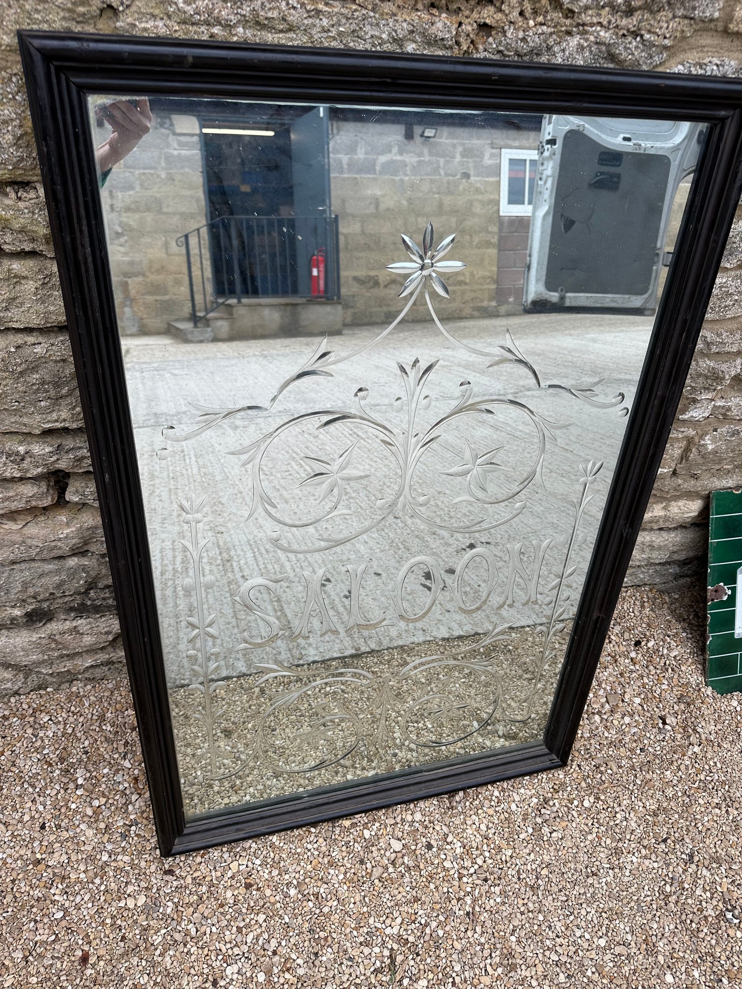 A good large pub mirror etched 'Saloon', 29 3/4 x 45". - Image 2 of 3