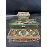 Three Huntley & Palmer's Ltd. confectionery tins including hunting scenes, horse and carts etc.