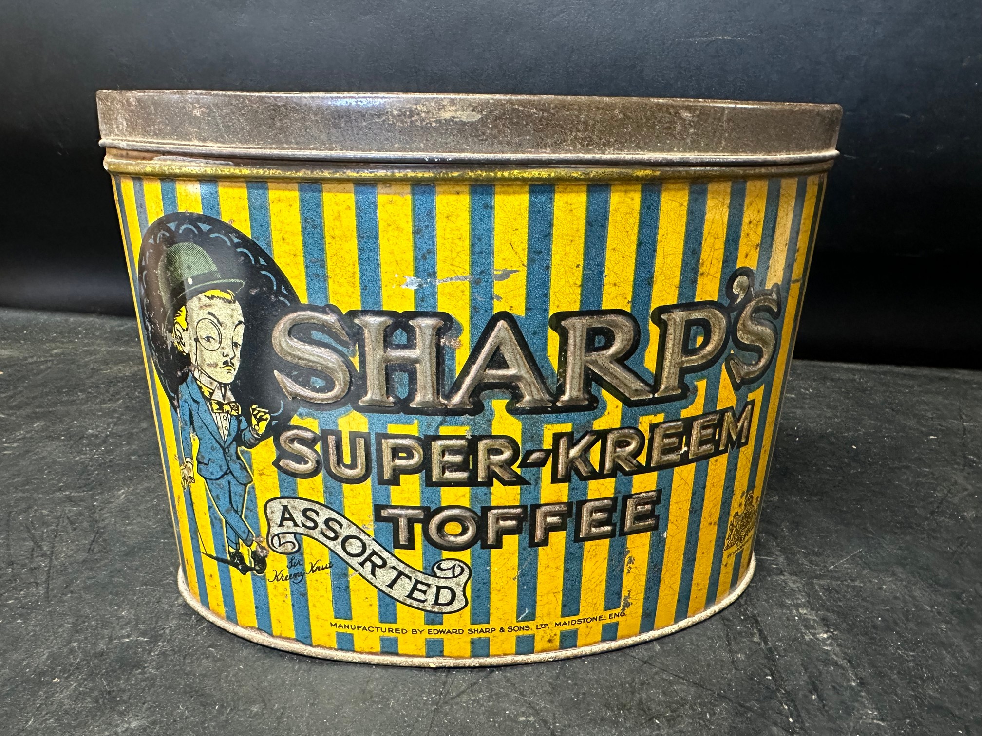 A Sharp's Super-Kreem Assorted Toffee large tin, manufactured by Edward Sharp & Sons Ltd. Maidstone,