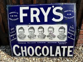 A Fry's Five Boys Chocolate enamel advertising sign, some amateur restoration, see pics, 35 3/4 x