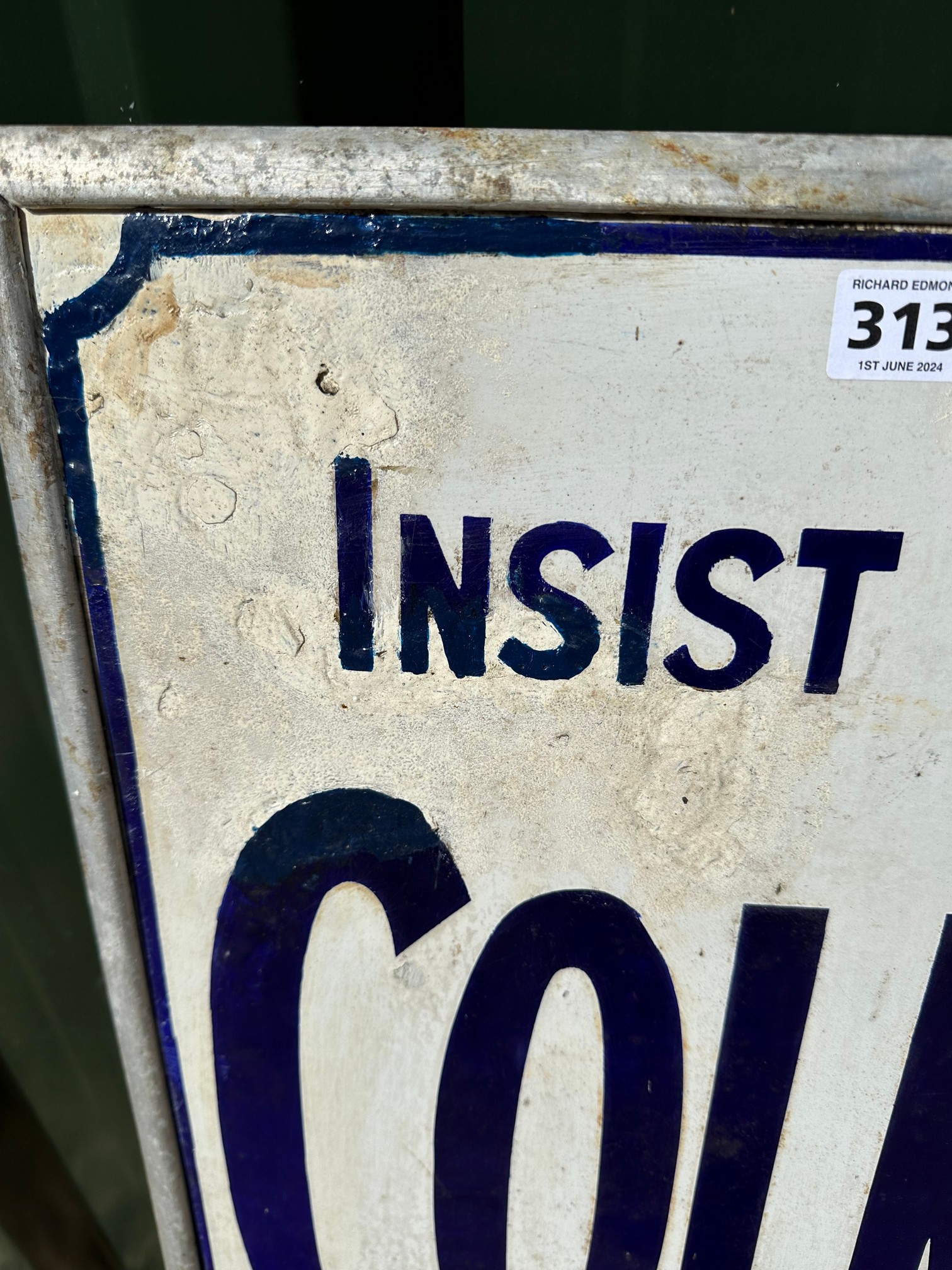 A Colman's Starch Sold in Cardboard Boxes enamel advertising sign set within metal frame, amateur - Image 3 of 7