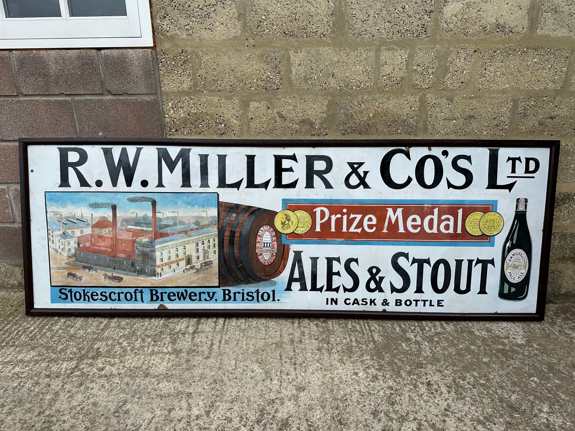 A rare and large R.W. Miller & Co's Ltd. Ales & Stout of Stokescroft Brewery, Bristol pictorial