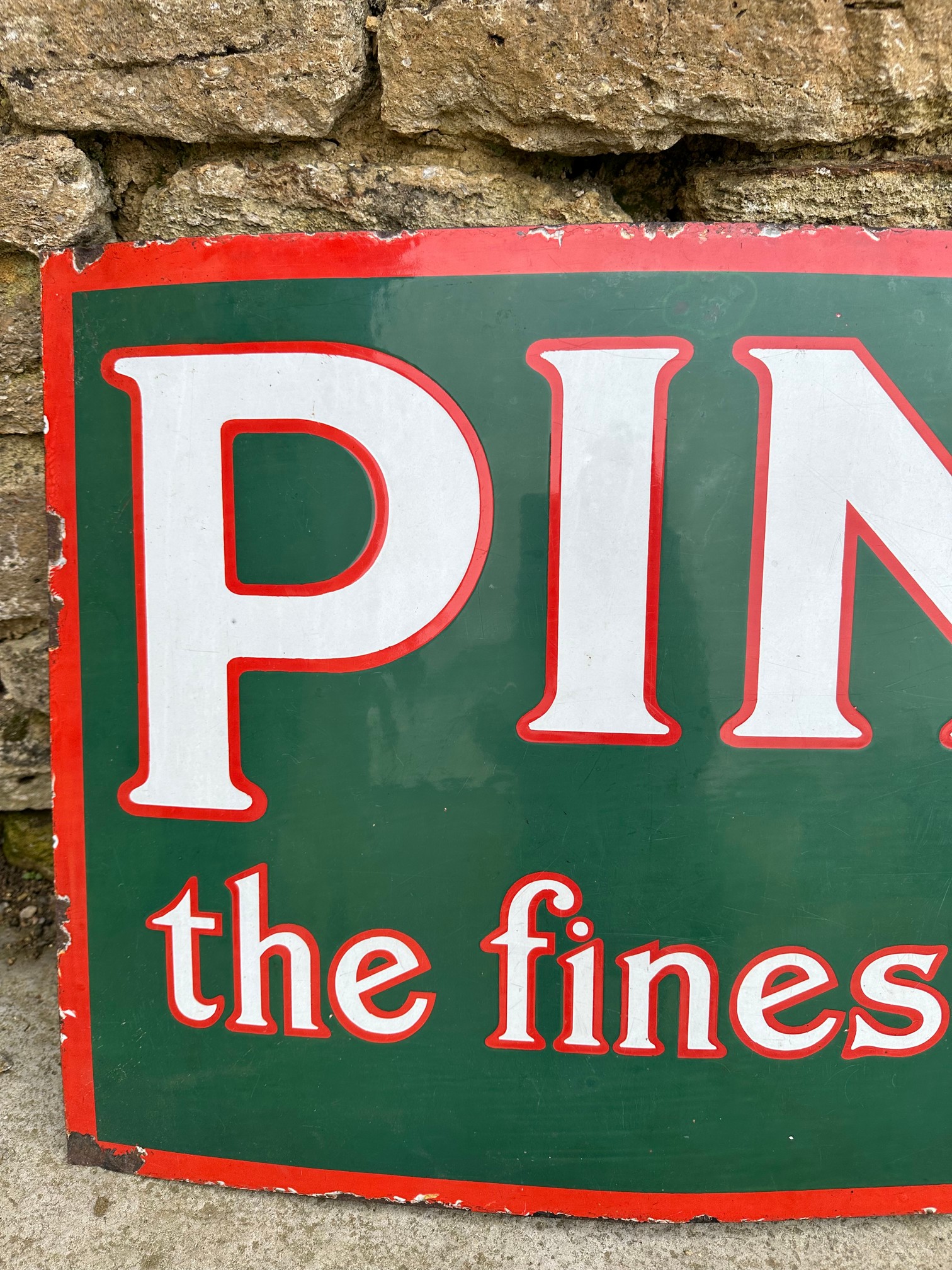 A rare and large Pink's Jams enamel advertising sign, 58 1/4 x 21". - Image 3 of 6