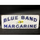 A Blue Band Margarine enamel advertising sign, small fixing hole restoration, 24 x 9".