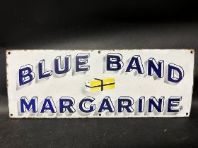 A Blue Band Margarine enamel advertising sign, small fixing hole restoration, 24 x 9".