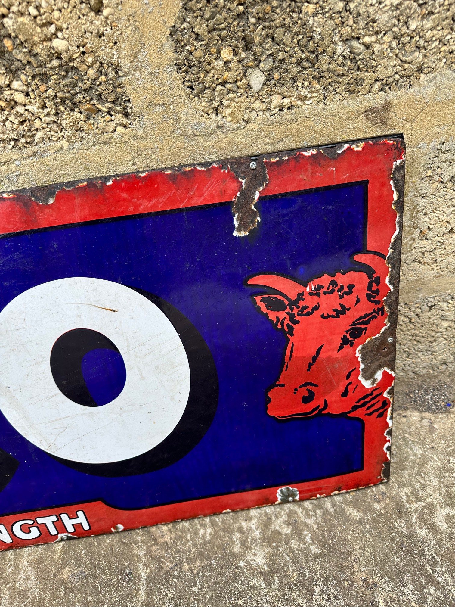 An Oxo For Strength enamel advertising sign mounted to metal support frame, 48 x 18". - Image 6 of 6