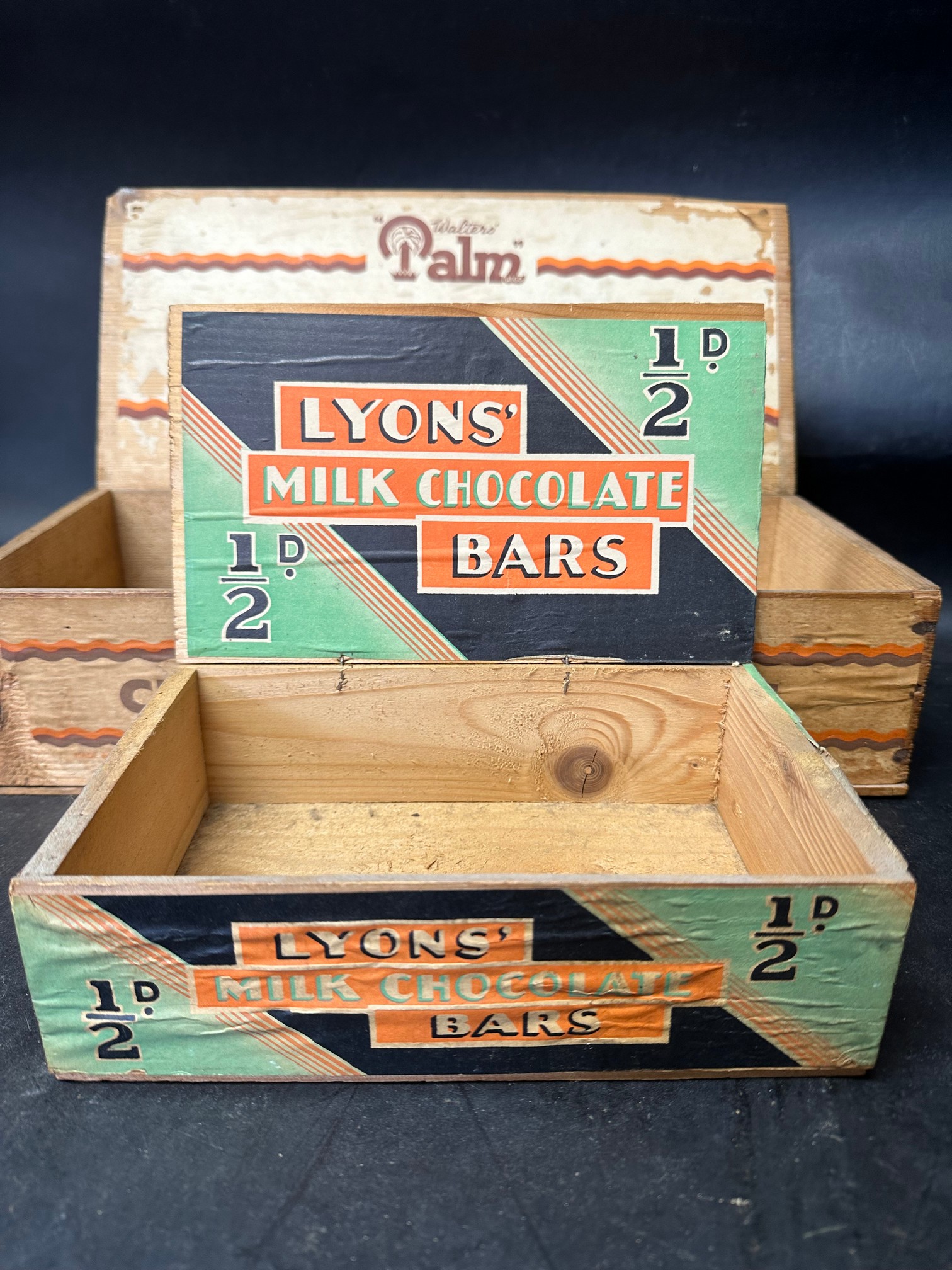 Three wooden counter top chocolate dispensing boxes: two for Lyons' Milk Chocolate Bars and the - Image 3 of 5