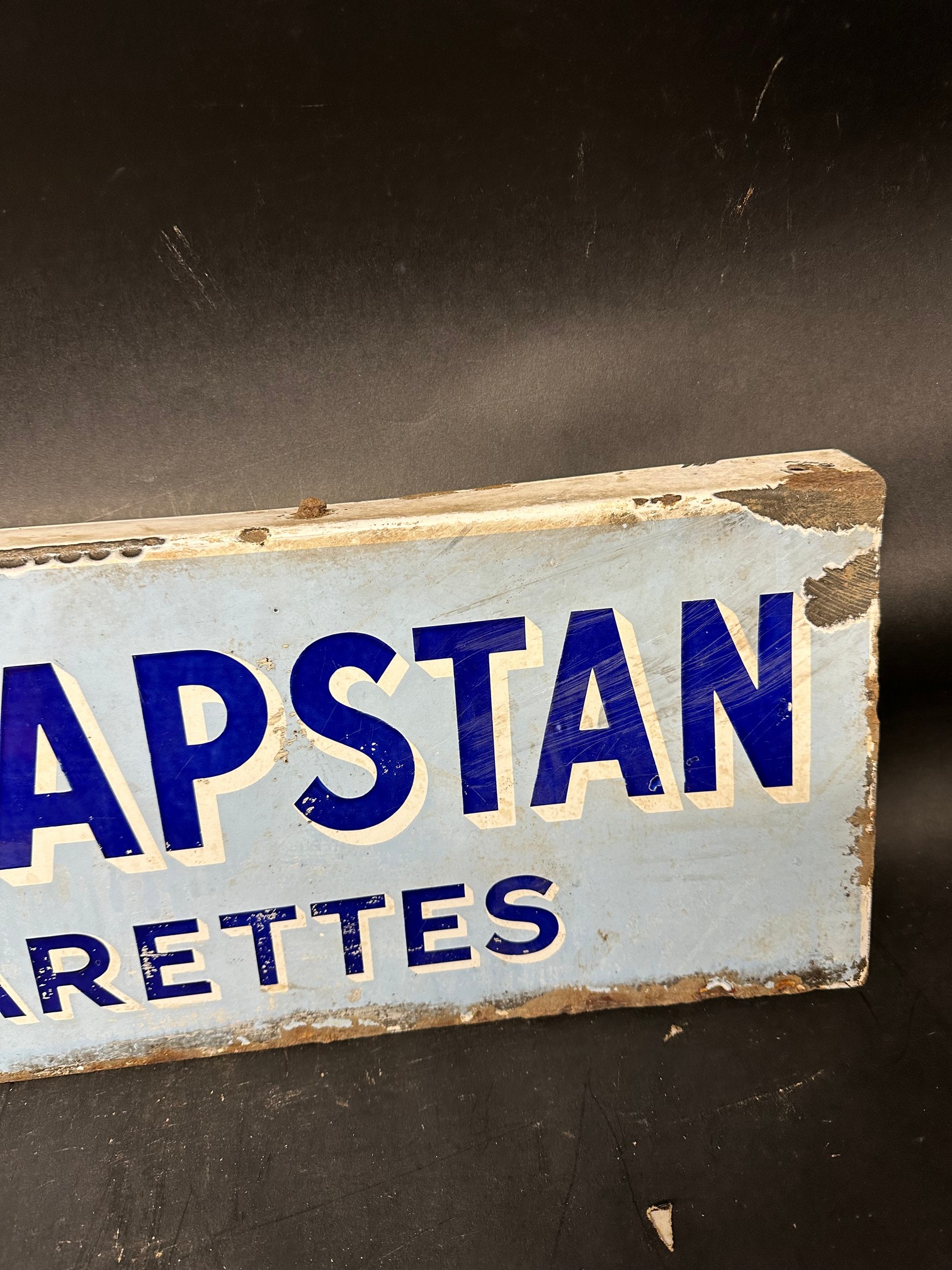 A Wills's Capstan Cigarettes double sided enamel advertising sign, unusually with hanging flange - Bild 4 aus 5