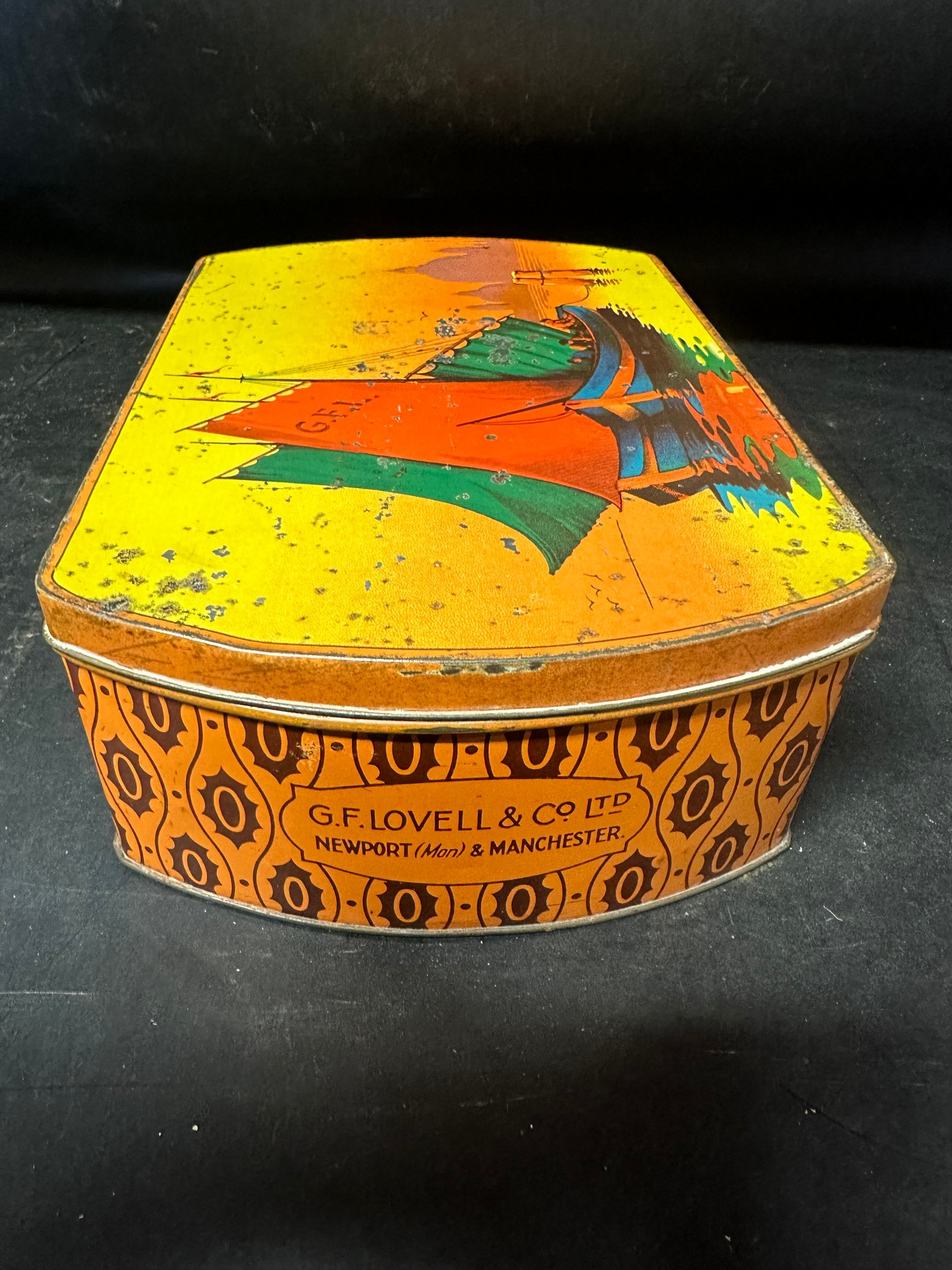 Four large toffee tins: two for Lovell's Toffee Rex of Newport & Manchester, Bluebird orange milk - Image 7 of 12