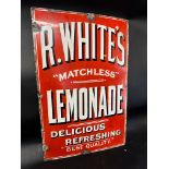 An R. White's "Matchless" Lemonade enamel advertising sign for Delicious Refreshing Best Quality, 20