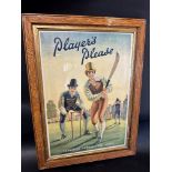 A Player's Please showcard depicting a game of cricket, 14 3/4 x 19 3/4".