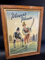 A Player's Please showcard depicting a game of cricket, 14 3/4 x 19 3/4".