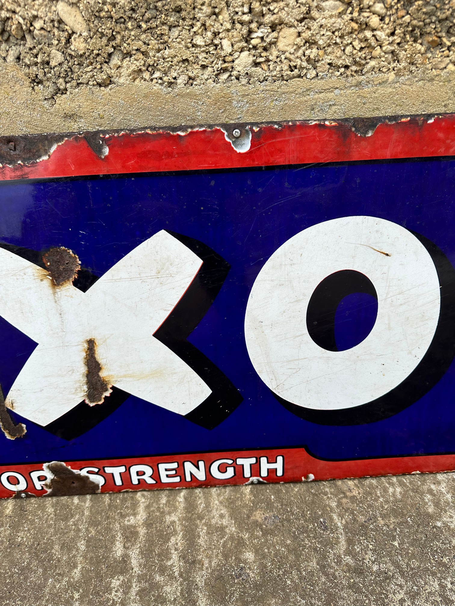 An Oxo For Strength enamel advertising sign mounted to metal support frame, 48 x 18". - Image 5 of 6