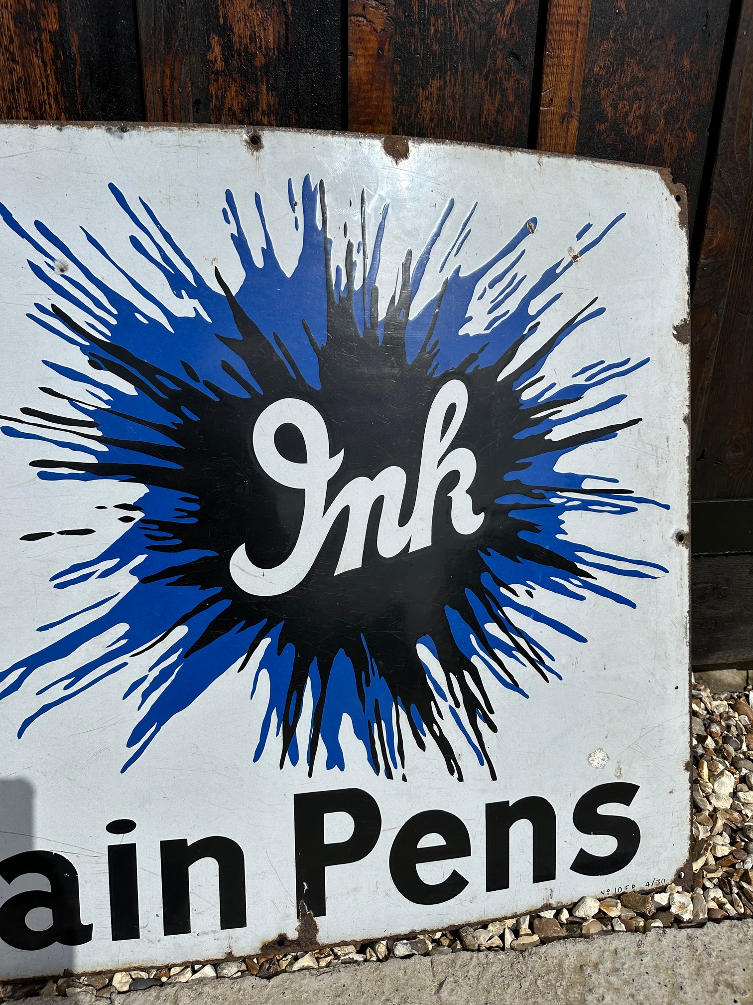 A large Stephens' Ink for ALL Fountain pens 'splash' enamel advertising sign by Jordan, Bilston, - Image 6 of 6