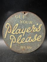 A Player's Please circular advertising sign, 7" diameter.