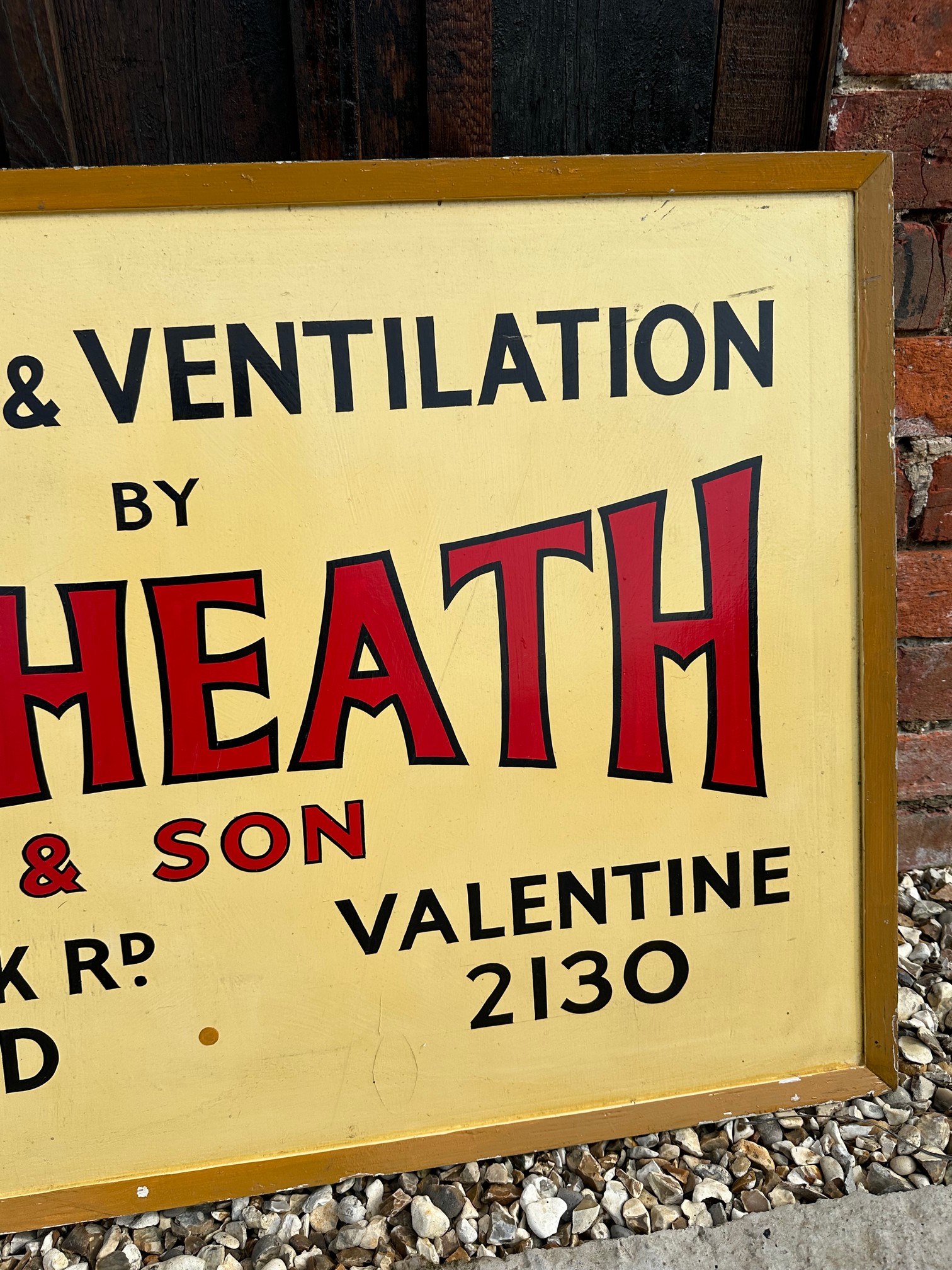 A J.E. Heath & Son Heating and Ventilation of Ilford wooden advertising sign, 38 x 25 3/4". - Bild 4 aus 4