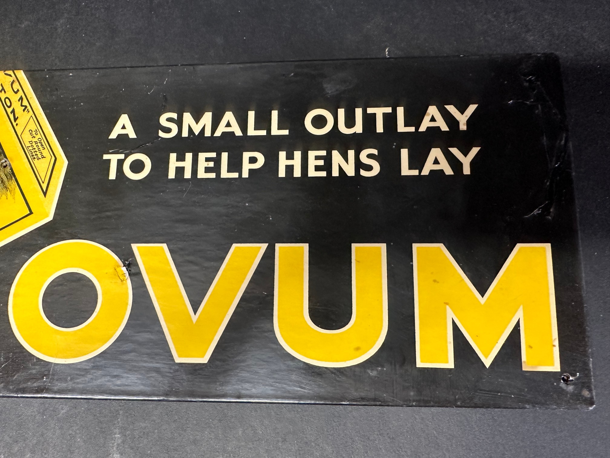 A Thorley's OVUM Poultry Spice advertising sign/showcard, 18 3/4 x 6 1/2", some restoration. - Bild 4 aus 5