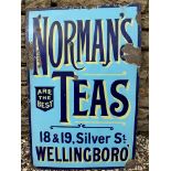 A Norman's Teas of Wellingboro' enamel advertising sign by Patent Enamel, 24 x 36 1/4".