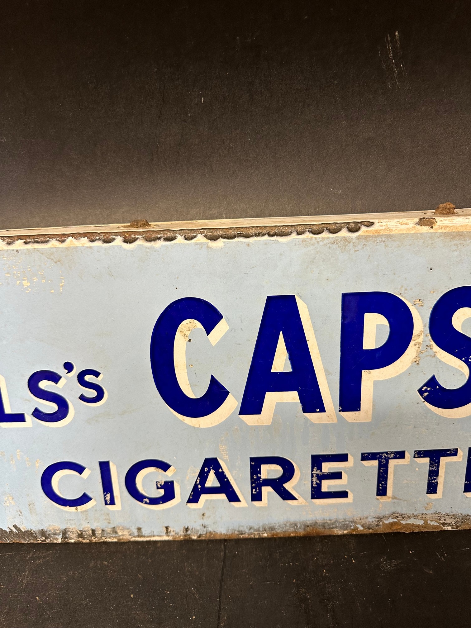 A Wills's Capstan Cigarettes double sided enamel advertising sign, unusually with hanging flange - Image 3 of 5