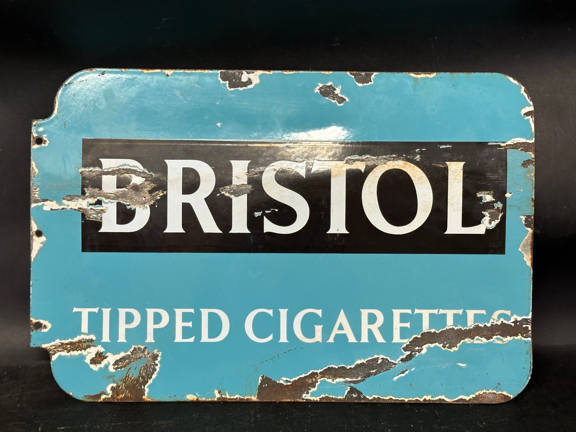 A Bristol Tipped Cigarettes and Kingsway tipped cigarettes double sided enamel advertising sign,