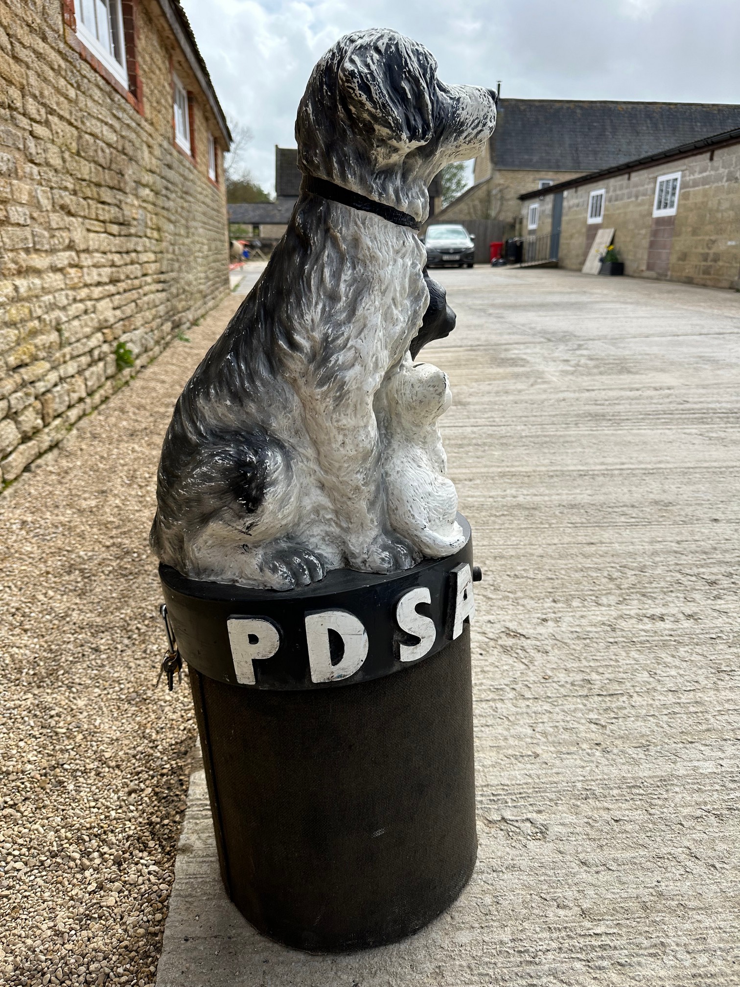 A PDSA charity donation box with a dog and two cats, 39" tall. - Image 2 of 4