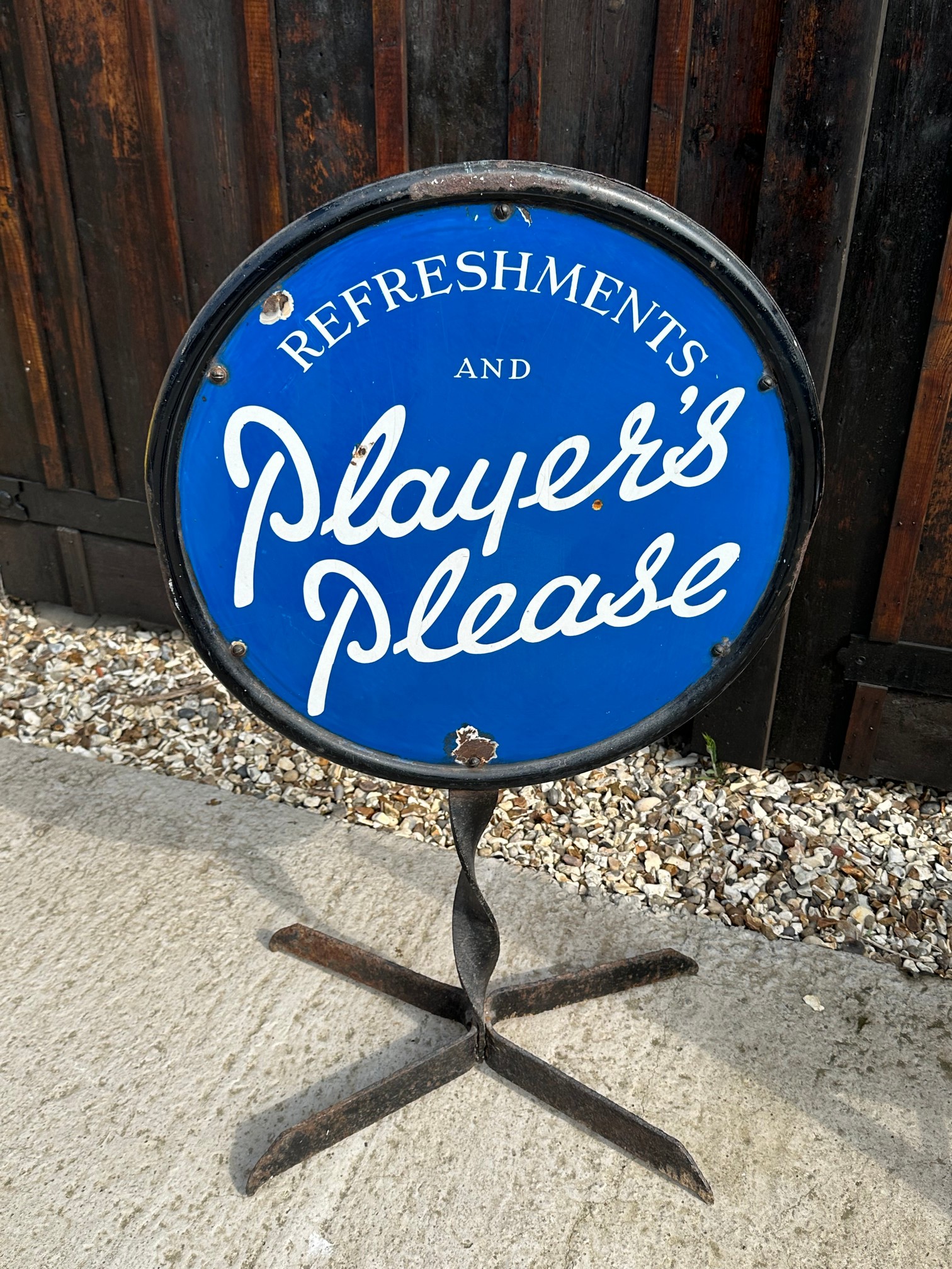 A double sided Player's Please (Cigarettes) Refreshments enamel advertising stand, 23 1/4 x 38". - Image 2 of 2