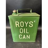 A Roys' Oil Can two galon can (contemporary paint), Valor 5 35, with plain cap.