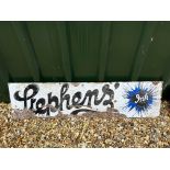 A Stephens' Ink horizontal 'splash' enamel advertising sign, 48 x 12", by repute from Basingstoke