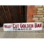 A Wills's "Cut Golden Bar" Tobacco enamel advertising sign, 72 x 15".