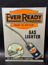 An Ever Ready Gas Lighter 'for instantaneous lighting' tin advertising sign, with hook for hanging