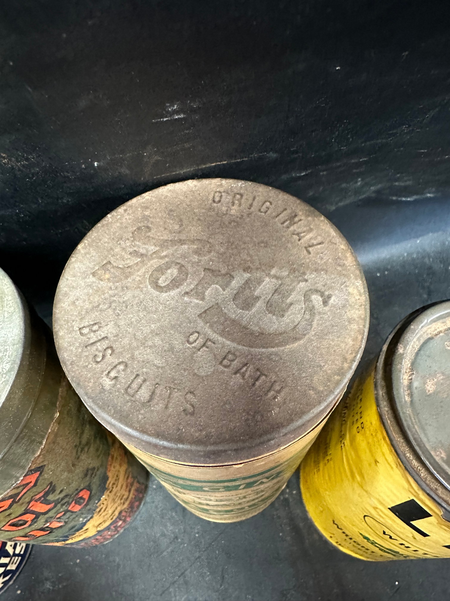 Seven early food tins including Fortts of Bath thin ginger biscuits, Cornish Gingerbread, C.W.S. - Image 3 of 8