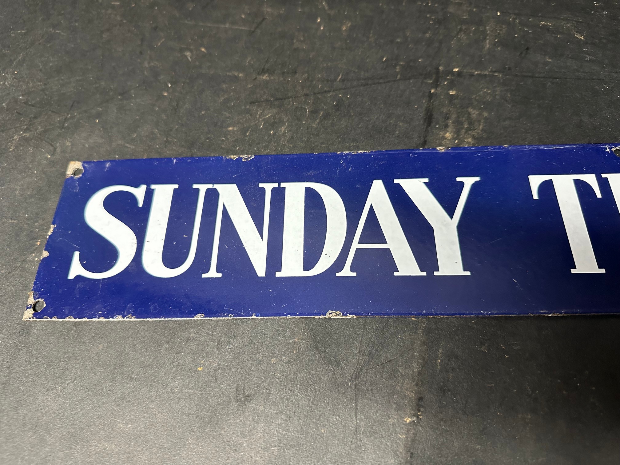 A Sunday Telegraph enamel advertising sign, 22 1/2 x 3 1/2". - Image 3 of 4