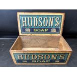 A Hudson's Soap wooden counter top dispensing box.