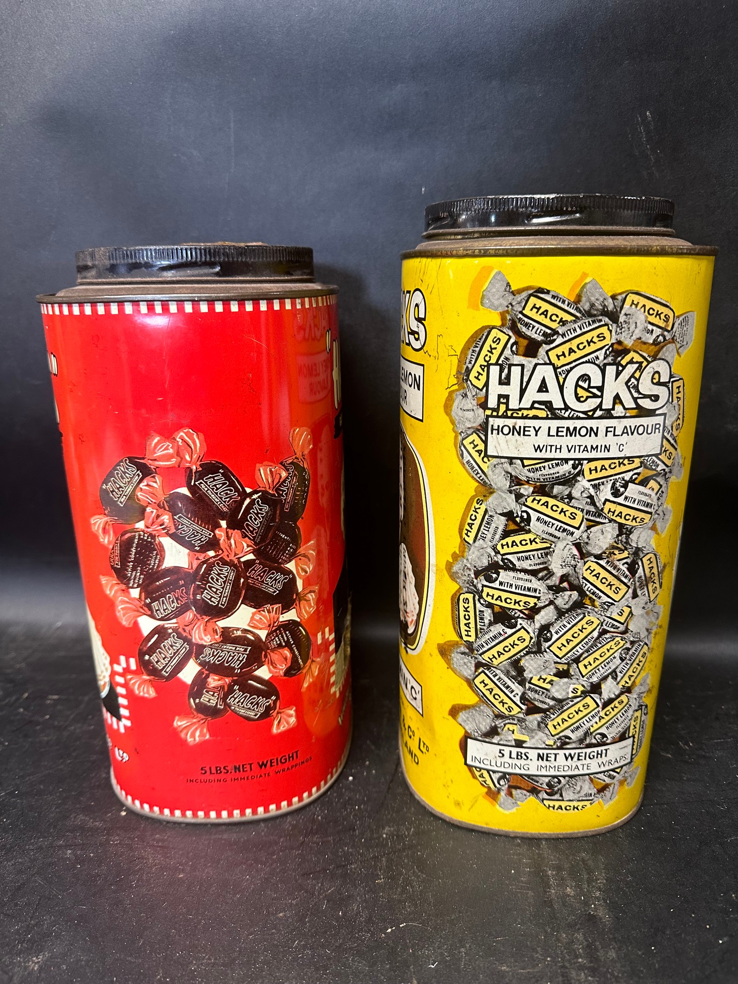 A Hacks 'For Throat & Chest' 5lbs tin and a Hacks Honey Lemon Flavour Singapore export 5lbs tin. - Image 2 of 7