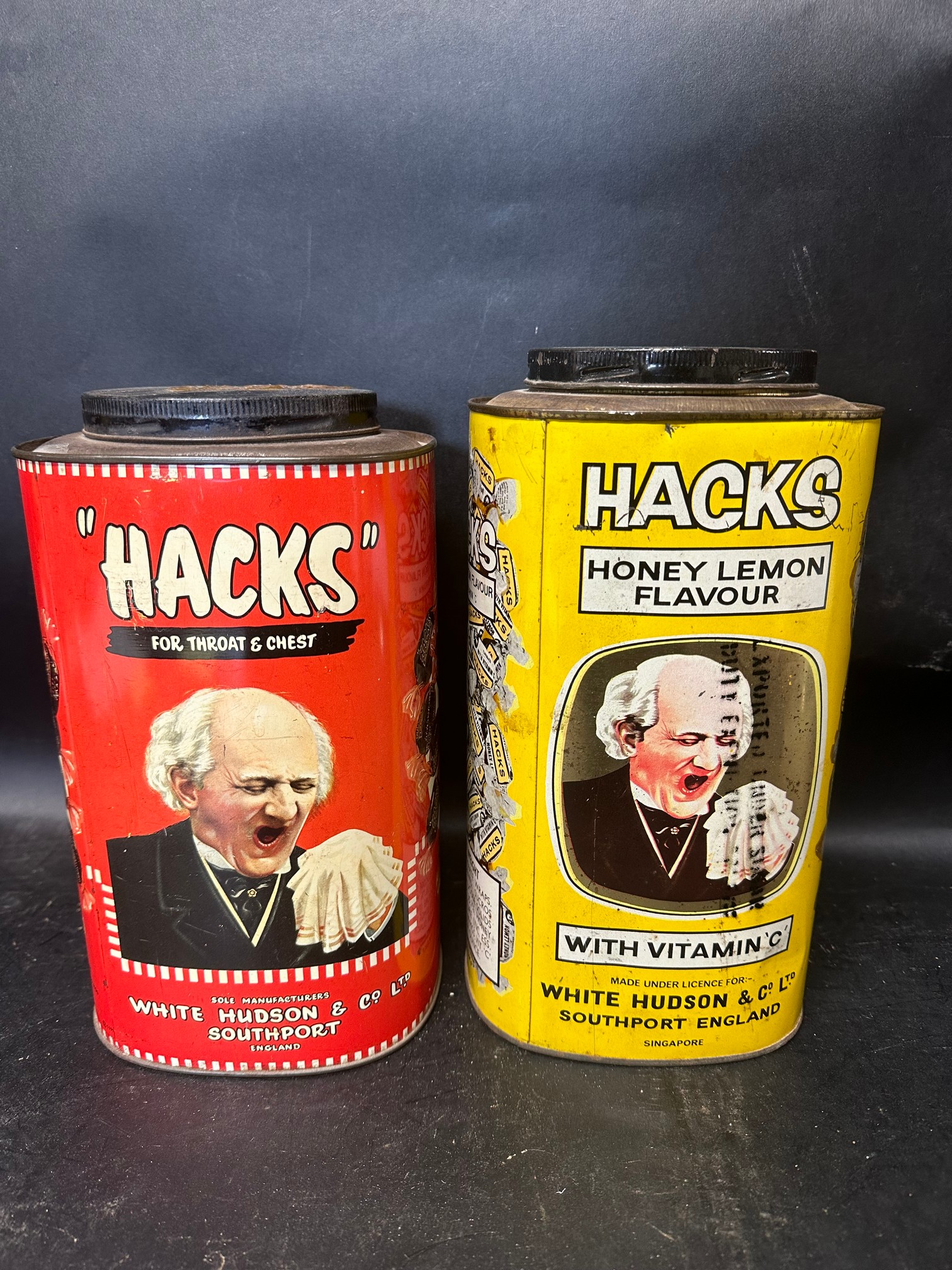 A Hacks 'For Throat & Chest' 5lbs tin and a Hacks Honey Lemon Flavour Singapore export 5lbs tin. - Image 3 of 7