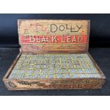 A Dolly Black Lead polish wooden counter top dispensing crate with full contents, manufactured by