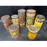 Seven early food tins including Fortts of Bath thin ginger biscuits, Cornish Gingerbread, C.W.S.