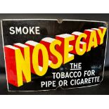 A 'Smoke Nosegay the Tobacco for Pipe or Cigarette' graphic enamel advertising sign, 30 x 20".