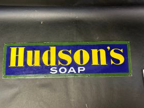 A Hudson's Soap enamel advertising sign. 29 x 8", professionally restored.