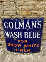 A Colman's Wash Blue - for Snow White Linen enamel advertising sign, 38 x 36".