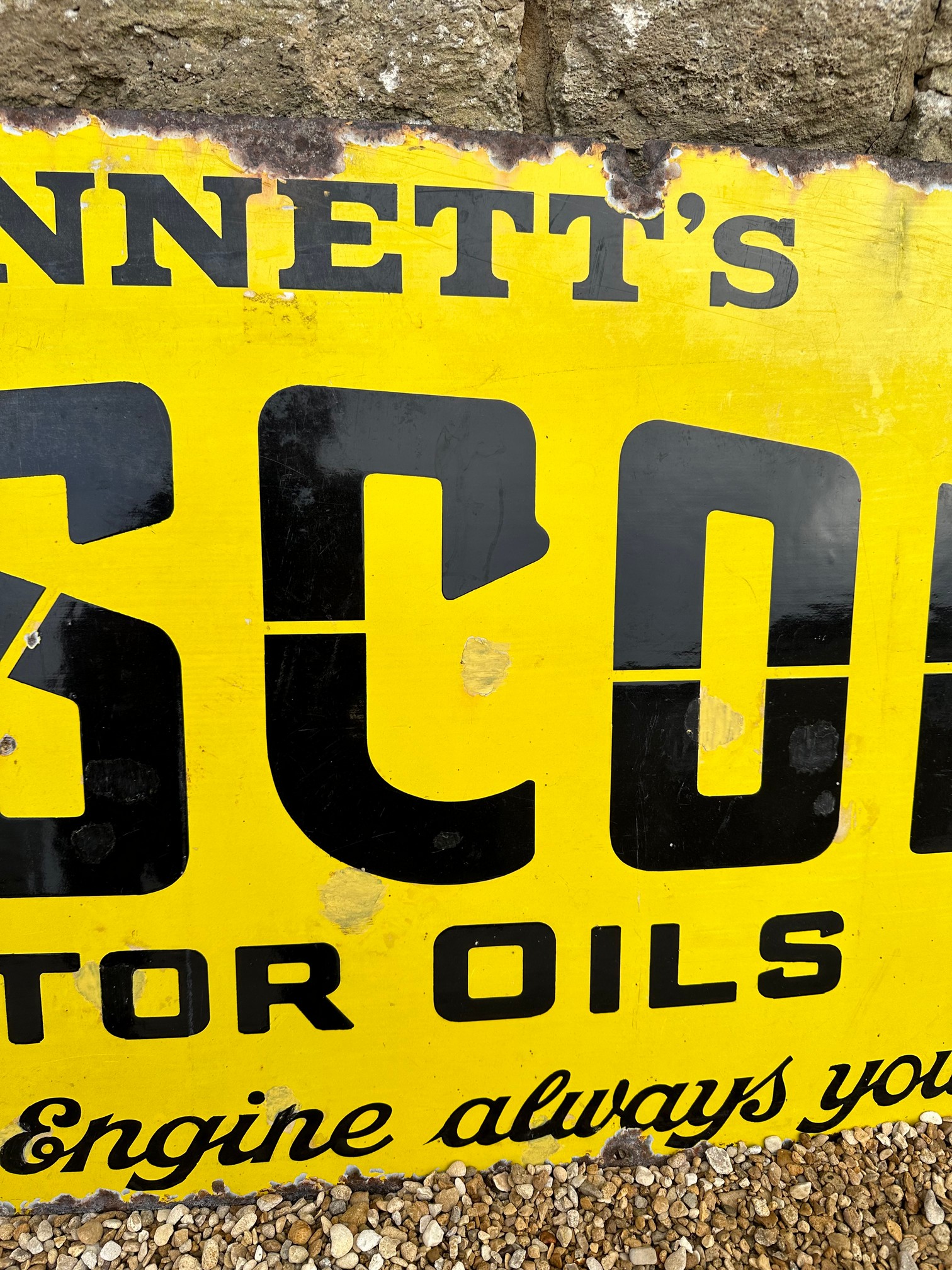 A rare Bennett's Viscol Motor Oils 'keep your engine always young' enamel advertising sign, with - Bild 5 aus 6